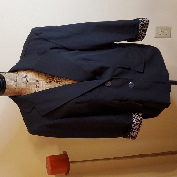 T Milano Woman black & animal print jacket size 14W - Picture 1 of 7